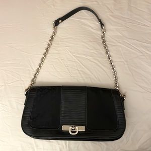 DKNY black short handle purse, with gold hardware